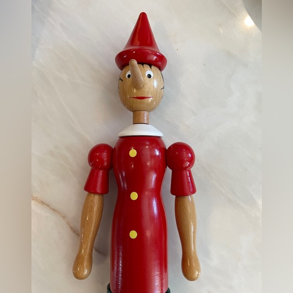 Garanzia Di Qualita Vtg Pinocchio Wooden Doll Made in Italy - 20"H Hand Painted - Picture 8 of 12